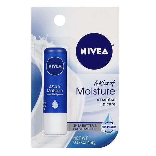 NIVEA A Kiss of Moisture Essential Lip Care 0.17 oz (Pack of 2) 3 Pack - EOS Pearl Shimmer Lip Balm 0.25 oz